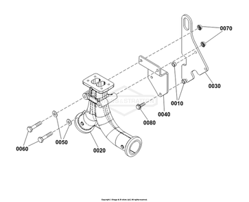 Engine Group - Turbo Exhaust Adapter Diagram and Parts List for 080018-02  Briggs and Stratton Generator